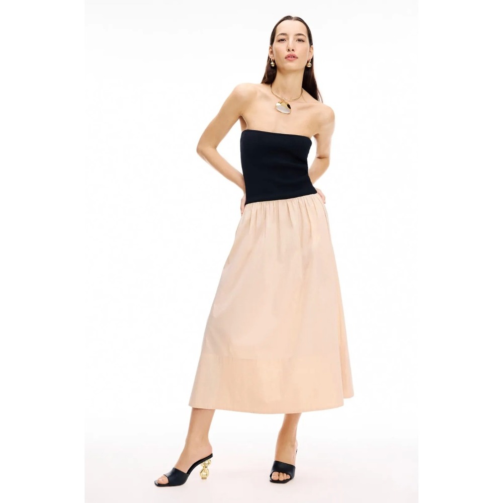 Pistola Mavo Dress Strapless Two-Tone Midi Black Beige Sz XS